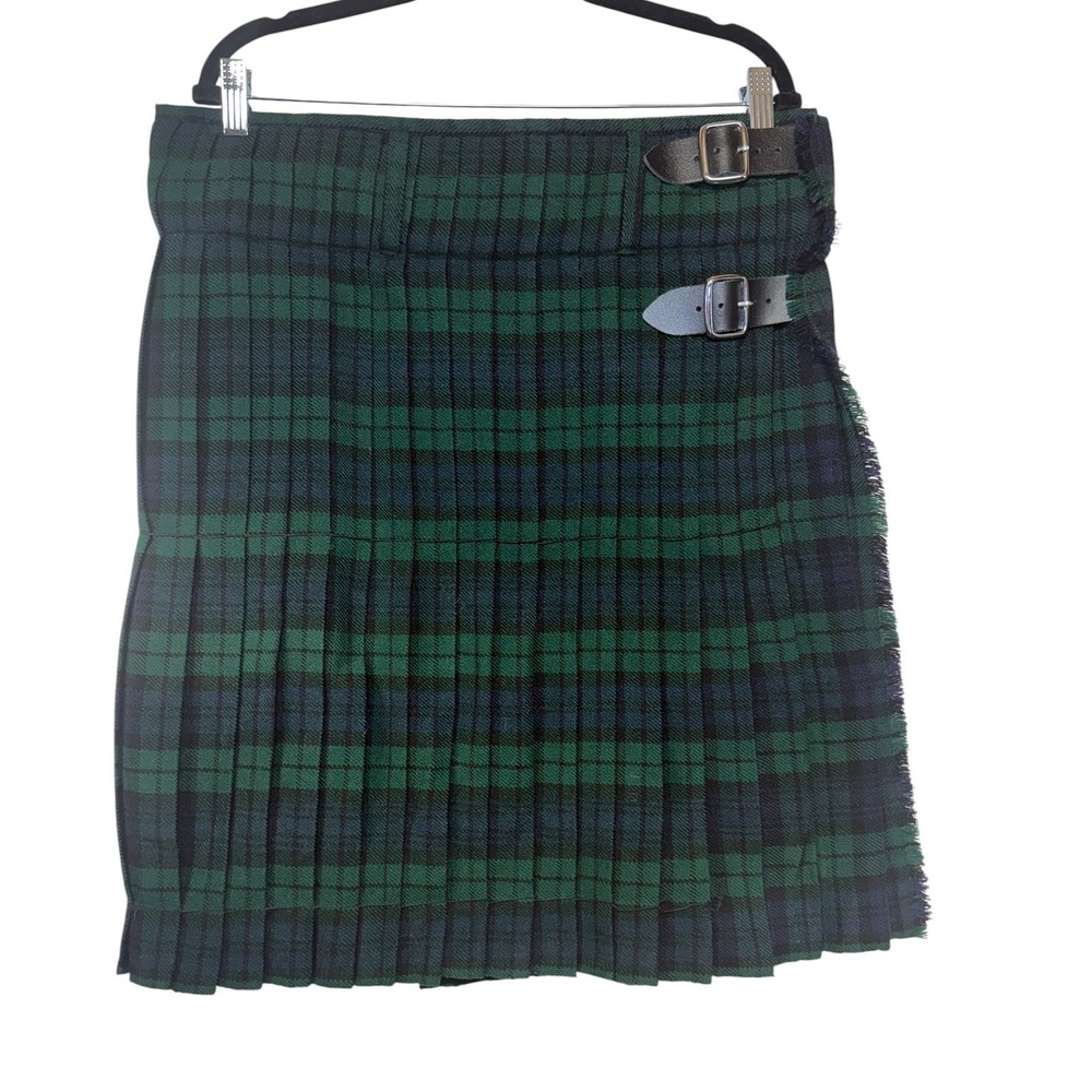 Scottish Design Tartans Black Watch Kilt Size 36 Green Blue Acrylic Pleated Wrap